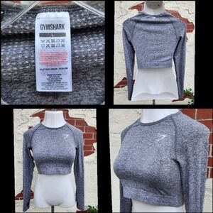 LARGE women GYMSHARK grey crop long sleeve shirt thumb hole